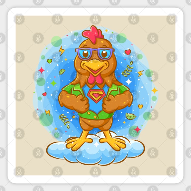 Rooster super hero costume Sticker by Mako Design 